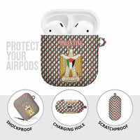 Palestine Christmas AirPods Case with Red-Green Pattern, Golden Eagle Emblem, and Jesus Holding Flag Motif - Wonder Print Shop