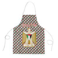 Palestine Christmas Apron with Red-Green Pattern, Golden Eagle Emblem, and Jesus Holding Flag Motif - Wonder Print Shop