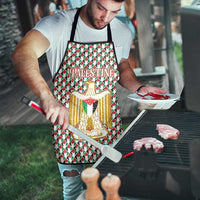 Palestine Christmas Apron with Red-Green Pattern, Golden Eagle Emblem, and Jesus Holding Flag Motif - Wonder Print Shop