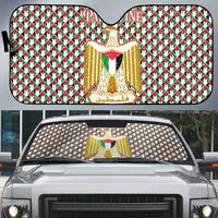 Palestine Christmas Auto Sun Shade with Red-Green Pattern, Golden Eagle Emblem, and Jesus Holding Flag Motif - Wonder Print Shop