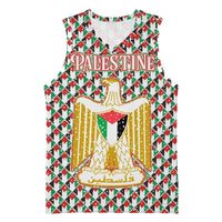 Palestine Christmas Basketball Jersey with Red-Green Pattern, Golden Eagle Emblem, and Jesus Holding Flag Motif - Wonder Print Shop