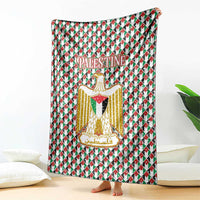 Palestine Christmas Blanket with Red-Green Pattern, Golden Eagle Emblem, and Jesus Holding Flag Motif - Wonder Print Shop