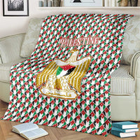 Palestine Christmas Blanket with Red-Green Pattern, Golden Eagle Emblem, and Jesus Holding Flag Motif - Wonder Print Shop