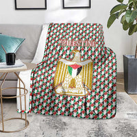 Palestine Christmas Blanket with Red-Green Pattern, Golden Eagle Emblem, and Jesus Holding Flag Motif - Wonder Print Shop