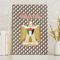 Palestine Christmas Canvas Wall Art with Red-Green Pattern, Golden Eagle Emblem, and Jesus Holding Flag Motif - Wonder Print Shop