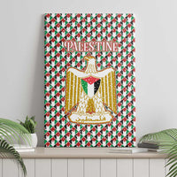 Palestine Christmas Canvas Wall Art with Red-Green Pattern, Golden Eagle Emblem, and Jesus Holding Flag Motif - Wonder Print Shop
