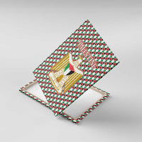 Palestine Christmas Canvas Wall Art with Red-Green Pattern, Golden Eagle Emblem, and Jesus Holding Flag Motif - Wonder Print Shop