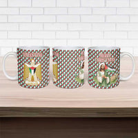Palestine Christmas Ceramic Mug with Red-Green Pattern, Golden Eagle Emblem, and Jesus Holding Flag Motif - Wonder Print Shop