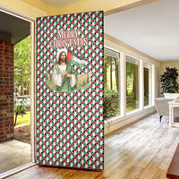 Palestine Christmas Door Cover with Red-Green Pattern, Golden Eagle Emblem, and Jesus Holding Flag Motif - Wonder Print Shop