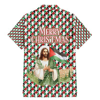 Palestine Christmas Family Matching Mermaid Dress and Hawaiian Shirt with Red-Green Pattern, Golden Eagle Emblem, and Jesus Holding Flag Motif - Wonder Print Shop