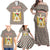 Palestine Christmas Family Matching Off Shoulder Maxi Dress and Hawaiian Shirt with Red-Green Pattern, Golden Eagle Emblem, and Jesus Holding Flag Motif - Wonder Print Shop