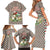 Palestine Christmas Family Matching Short Sleeve Bodycon Dress and Hawaiian Shirt with Red-Green Pattern, Golden Eagle Emblem, and Jesus Holding Flag Motif - Wonder Print Shop
