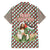 Palestine Christmas Family Matching Short Sleeve Bodycon Dress and Hawaiian Shirt with Red-Green Pattern, Golden Eagle Emblem, and Jesus Holding Flag Motif - Wonder Print Shop