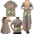 Palestine Christmas Family Matching Summer Maxi Dress and Hawaiian Shirt with Red-Green Pattern, Golden Eagle Emblem, and Jesus Holding Flag Motif - Wonder Print Shop
