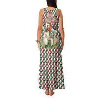 Palestine Christmas Family Matching Tank Maxi Dress and Hawaiian Shirt with Red-Green Pattern, Golden Eagle Emblem, and Jesus Holding Flag Motif - Wonder Print Shop