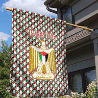 Palestine Christmas Garden Flag with Red-Green Pattern, Golden Eagle Emblem, and Jesus Holding Flag Motif - Wonder Print Shop