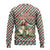 Palestine Christmas Ugly Christmas Sweater with Red-Green Pattern, Golden Eagle Emblem, and Jesus Holding Flag Motif - Wonder Print Shop