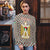 Palestine Christmas Ugly Christmas Sweater with Red-Green Pattern, Golden Eagle Emblem, and Jesus Holding Flag Motif - Wonder Print Shop
