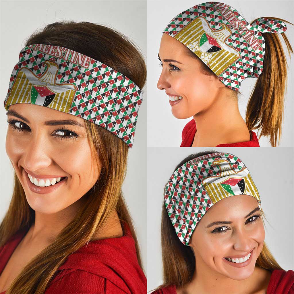 Palestine Christmas Neck Gaiter with Red-Green Pattern, Golden Eagle Emblem, and Jesus Holding Flag Motif - Wonder Print Shop
