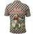 Palestine Christmas Polo Shirt with Red-Green Pattern, Golden Eagle Emblem, and Jesus Holding Flag Motif - Wonder Print Shop