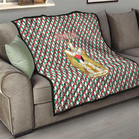 Palestine Christmas Quilt with Red-Green Pattern, Golden Eagle Emblem, and Jesus Holding Flag Motif - Wonder Print Shop