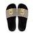 Palestine Christmas Slide Sandals with Red-Green Pattern, Golden Eagle Emblem, and Jesus Holding Flag Motif - Wonder Print Shop