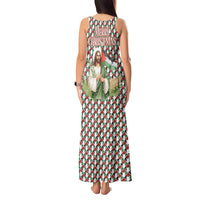 Palestine Christmas Tank Maxi Dress with Red-Green Pattern, Golden Eagle Emblem, and Jesus Holding Flag Motif - Wonder Print Shop