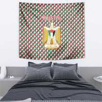 Palestine Christmas Tapestry with Red-Green Pattern, Golden Eagle Emblem, and Jesus Holding Flag Motif - Wonder Print Shop