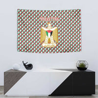 Palestine Christmas Tapestry with Red-Green Pattern, Golden Eagle Emblem, and Jesus Holding Flag Motif - Wonder Print Shop