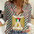 Palestine Christmas Women Casual Shirt with Red-Green Pattern, Golden Eagle Emblem, and Jesus Holding Flag Motif - Wonder Print Shop