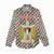 Palestine Christmas Women Casual Shirt with Red-Green Pattern, Golden Eagle Emblem, and Jesus Holding Flag Motif - Wonder Print Shop