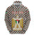 Palestine Christmas Zip Hoodie with Red-Green Pattern, Golden Eagle Emblem, and Jesus Holding Flag Motif - Wonder Print Shop