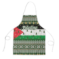 Palestine Christmas Apron with Green-White Theme, Tree Ornaments, and Nativity Scene Motif - Wonder Print Shop