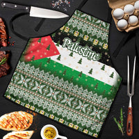 Palestine Christmas Apron with Green-White Theme, Tree Ornaments, and Nativity Scene Motif - Wonder Print Shop