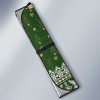 Palestine Christmas Auto Sun Shade with Green-White Theme, Tree Ornaments, and Nativity Scene Motif - Wonder Print Shop