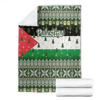 Palestine Christmas Blanket with Green-White Theme, Tree Ornaments, and Nativity Scene Motif - Wonder Print Shop