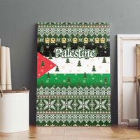 Palestine Christmas Canvas Wall Art with Green-White Theme, Tree Ornaments, and Nativity Scene Motif - Wonder Print Shop
