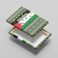 Palestine Christmas Canvas Wall Art with Green-White Theme, Tree Ornaments, and Nativity Scene Motif - Wonder Print Shop