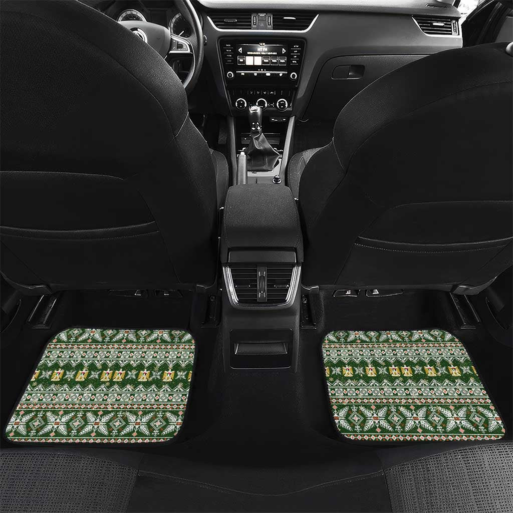 Palestine Christmas Car Mats with Green-White Theme, Tree Ornaments, and Nativity Scene Motif - Wonder Print Shop