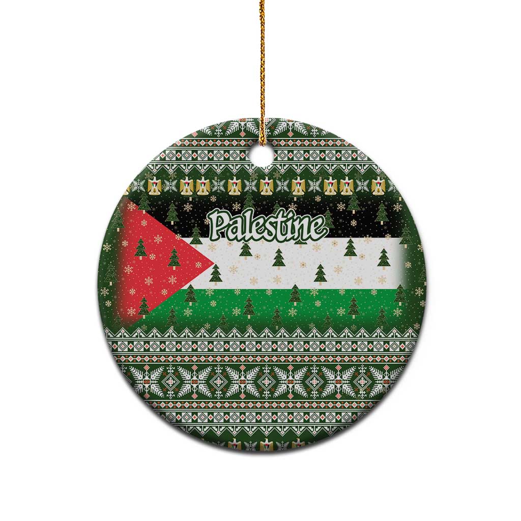 Palestine Christmas Ceramic Ornament with Green-White Theme, Tree Ornaments, and Nativity Scene Motif - Wonder Print Shop