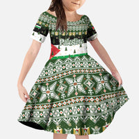 Palestine Christmas Family Matching Off Shoulder Maxi Dress and Hawaiian Shirt with Green-White Theme, Tree Ornaments, and Nativity Scene Motif - Wonder Print Shop