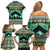 Palestine Christmas Family Matching Off Shoulder Short Dress and Hawaiian Shirt with Green-White Theme, Tree Ornaments, and Nativity Scene Motif - Wonder Print Shop