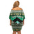 Palestine Christmas Family Matching Off Shoulder Short Dress and Hawaiian Shirt with Green-White Theme, Tree Ornaments, and Nativity Scene Motif - Wonder Print Shop