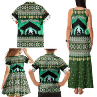 Palestine Christmas Family Matching Tank Maxi Dress and Hawaiian Shirt with Green-White Theme, Tree Ornaments, and Nativity Scene Motif - Wonder Print Shop