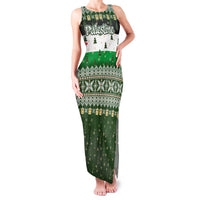Palestine Christmas Family Matching Tank Maxi Dress and Hawaiian Shirt with Green-White Theme, Tree Ornaments, and Nativity Scene Motif - Wonder Print Shop