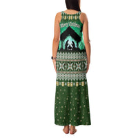 Palestine Christmas Family Matching Tank Maxi Dress and Hawaiian Shirt with Green-White Theme, Tree Ornaments, and Nativity Scene Motif - Wonder Print Shop