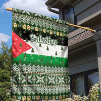 Palestine Christmas Garden Flag with Green-White Theme, Tree Ornaments, and Nativity Scene Motif - Wonder Print Shop