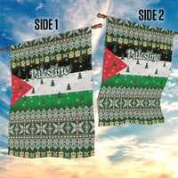 Palestine Christmas Garden Flag with Green-White Theme, Tree Ornaments, and Nativity Scene Motif - Wonder Print Shop