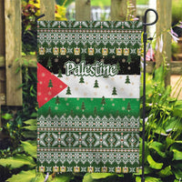 Palestine Christmas Garden Flag with Green-White Theme, Tree Ornaments, and Nativity Scene Motif - Wonder Print Shop