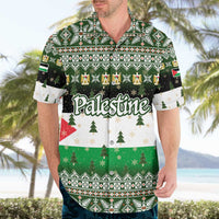 Palestine Christmas Hawaiian Shirt with Green-White Theme, Tree Ornaments, and Nativity Scene Motif - Wonder Print Shop